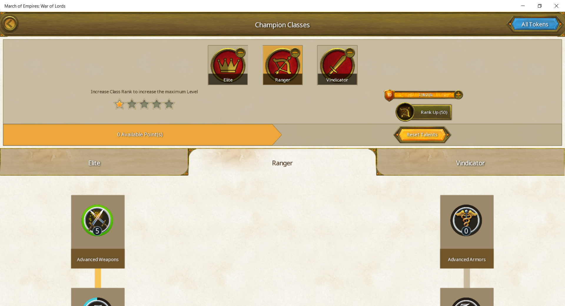 Champion Classes - RANGER Talents - March Of Empires - War Of Lords
