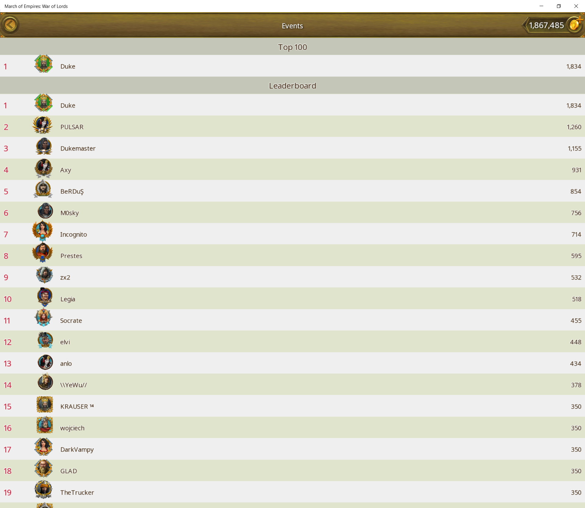 Winning Battering Ram with all of my 3 castles (IDs)-Leaderboard - March Of Empires - War Of Lords